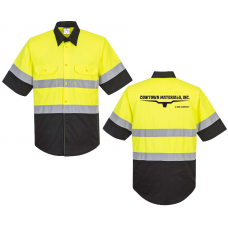 ANSI High Visibility Short Sleeve Button Down GE067 PrtWst HT